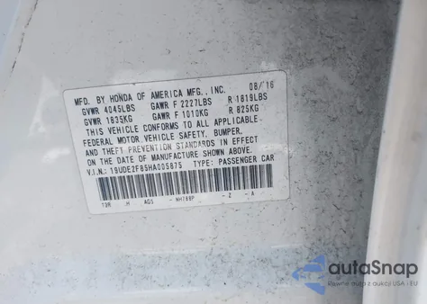 2017 Acura Ilx Premium A-Spec Packages/Technology Plus A-Spec Packages z USA, uszkodzony, nr VIN 19UDE2F85HA005875